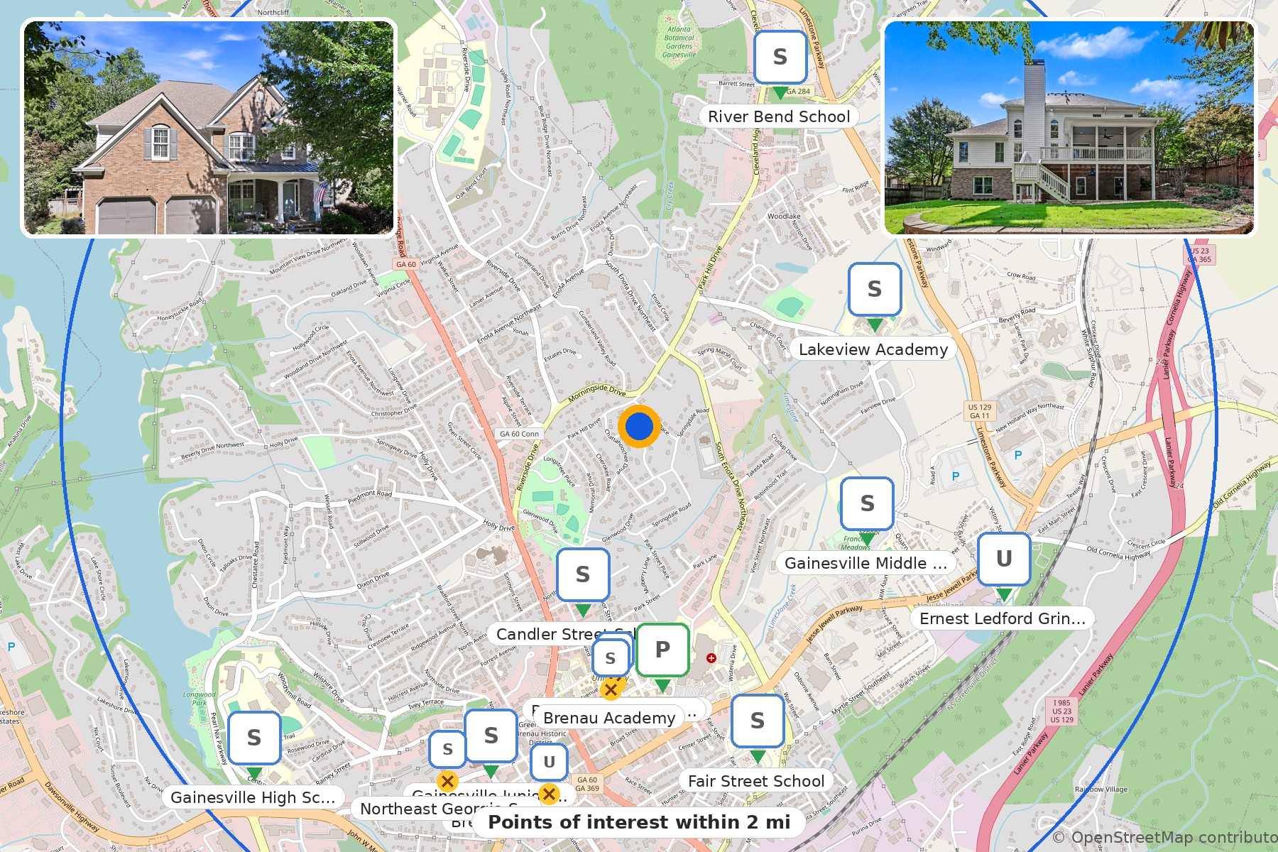 Example site map with POI badges