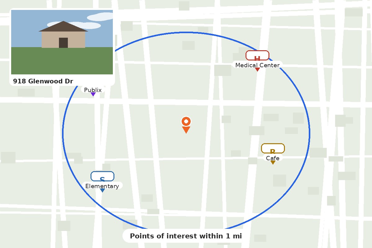 Example site map, in town